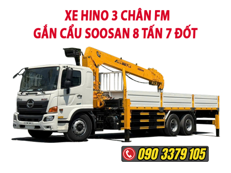 Xe hino 3 chân gắn cẩu soosan SCS867