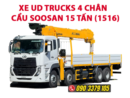 xe ud 4 chân gắn cẩu soosan 15 tấn