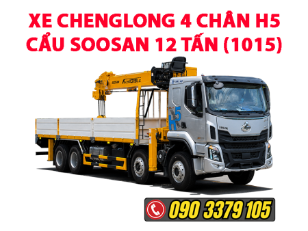 xe chenglong 4 chân gắn cẩu soosan 12 tấn