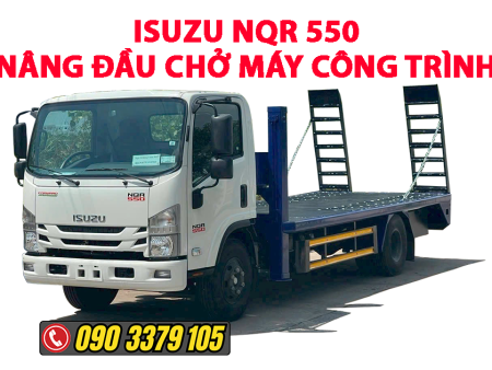 isuzu nqr550 xe nâng đầu chở máy công trình